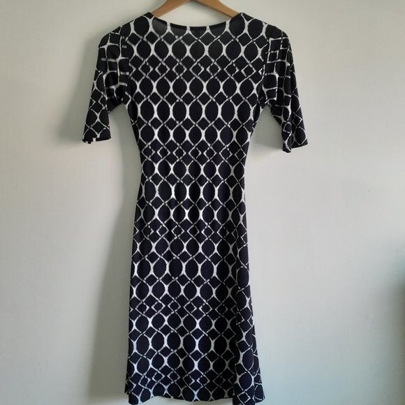 Gilli Trista Faux Wrap Jersey Dress Geometric Prints Black & White Style D3762 S - Picture 8 of 12